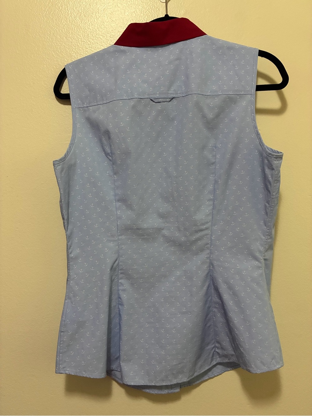Brooks Brothers Light Blue Sleeveless Button-Down Top Red Collar anchor 8 - Picture 4 of 5